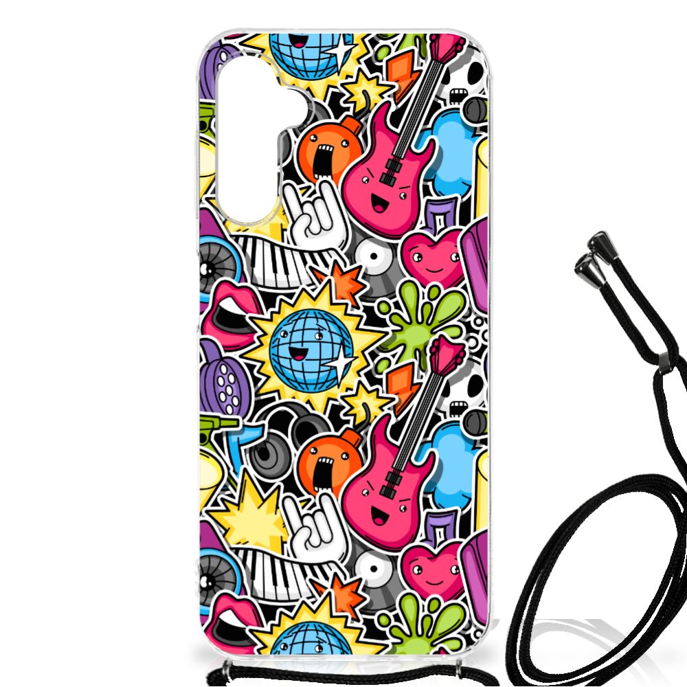 Samsung Galaxy A14 5G Anti Shock Bumper Case Punk Rock with colorful guitar graphics.