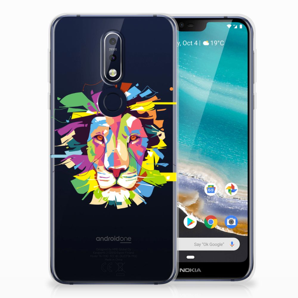 Nokia 7.1 Telefoonhoesje met Naam Lion Color