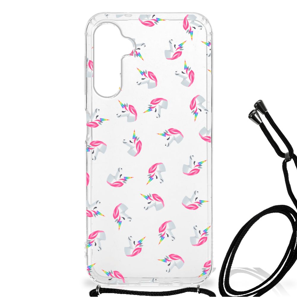 Doorzichtige Silicone Hoesje voor Samsung Galaxy A14 5G Unicorns met schattige eenhoornprint.