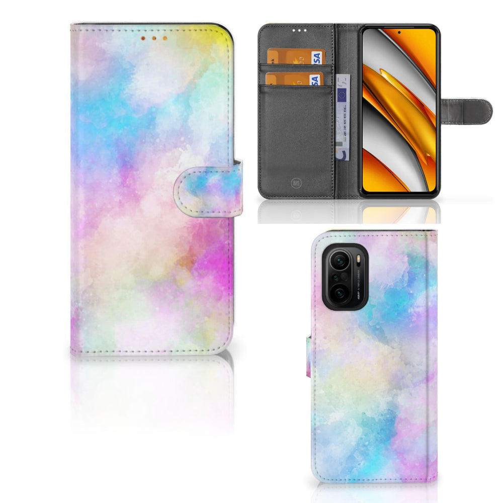 Hoesje Poco F3 | Xiaomi Mi 11i Watercolor Light met pastelkleuren en pasjeshouder