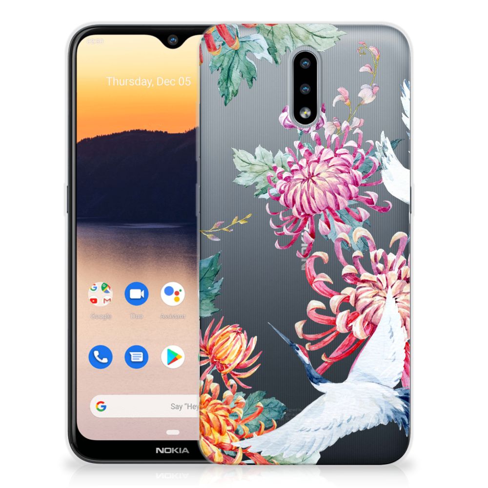 Nokia 2.3 TPU Hoesje Bird Flowers