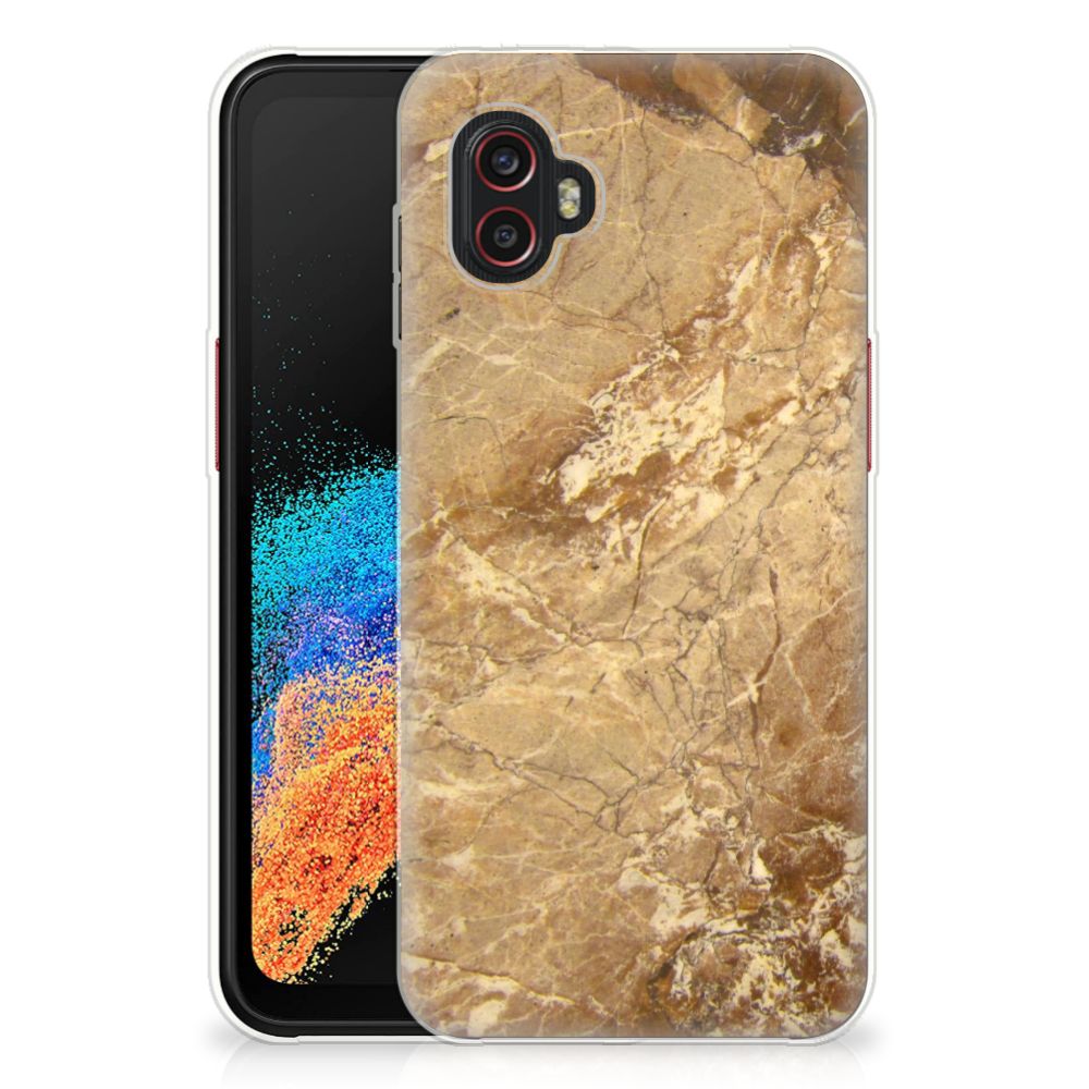 Samsung Galaxy Xcover 6 Pro TPU Siliconen Hoesje Marmer Creme B2C Telecom