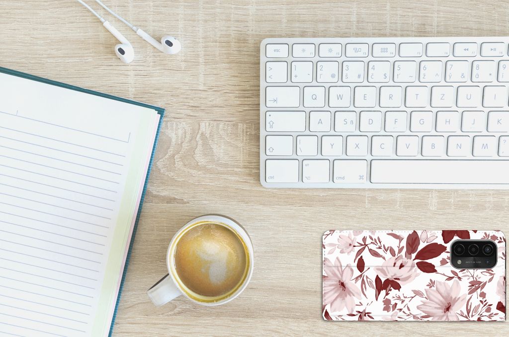 Bookcase OPPO A54 5G | A74 5G | A93 5G Watercolor Flowers - B2C Telecom