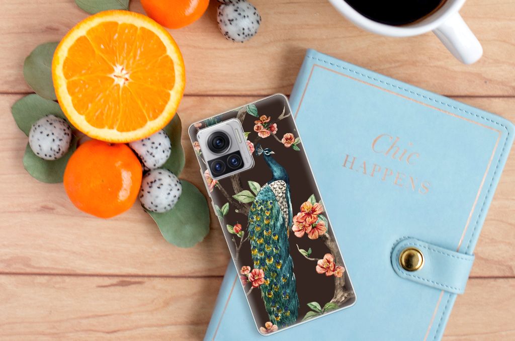 Motorola Moto X30 Pro TPU Hoesje Pauw met Bloemen B2C Telecom