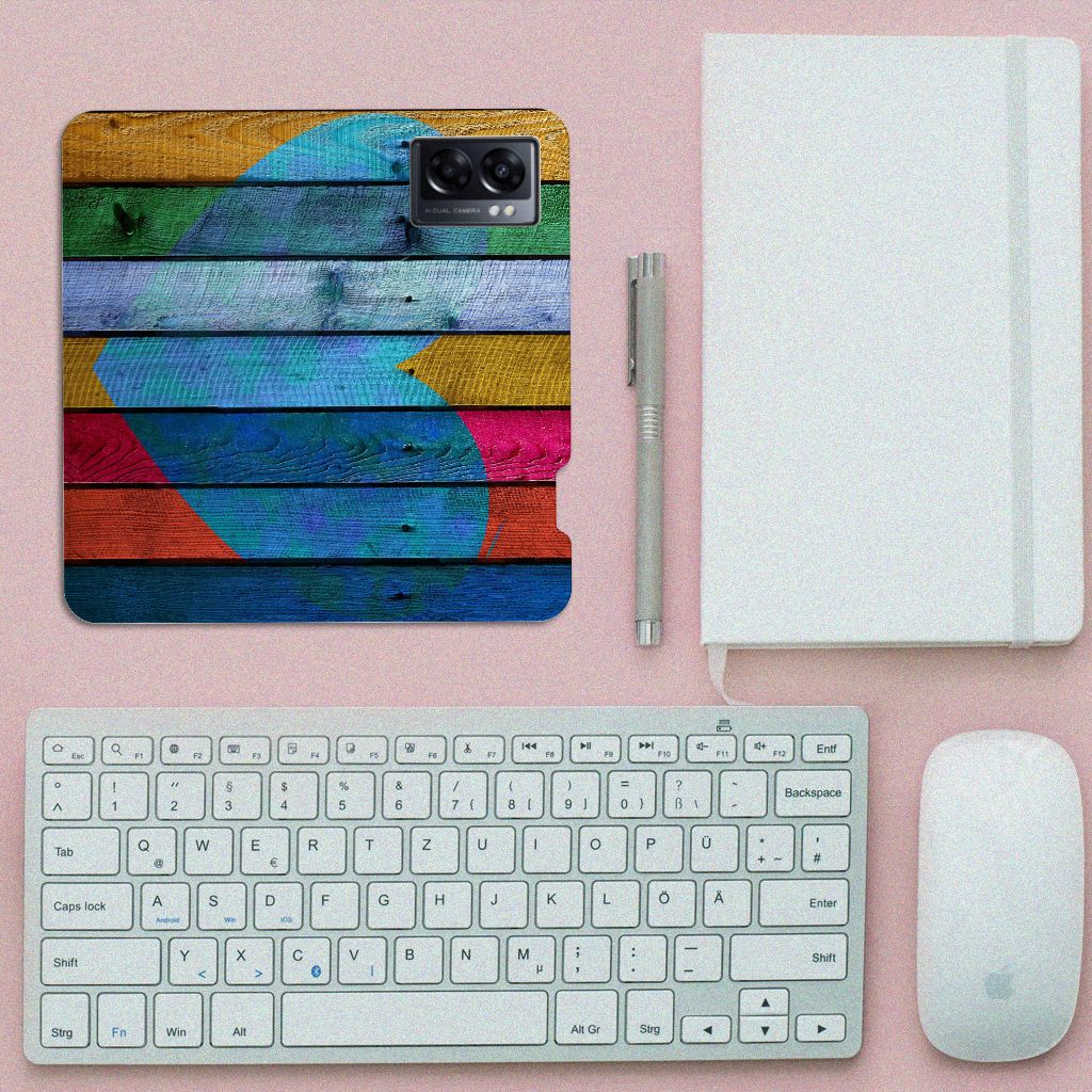 OPPO A77 5G | A57 5G Book Wallet Case Wood Heart - Cadeau voor je Vriend - B2C Telecom