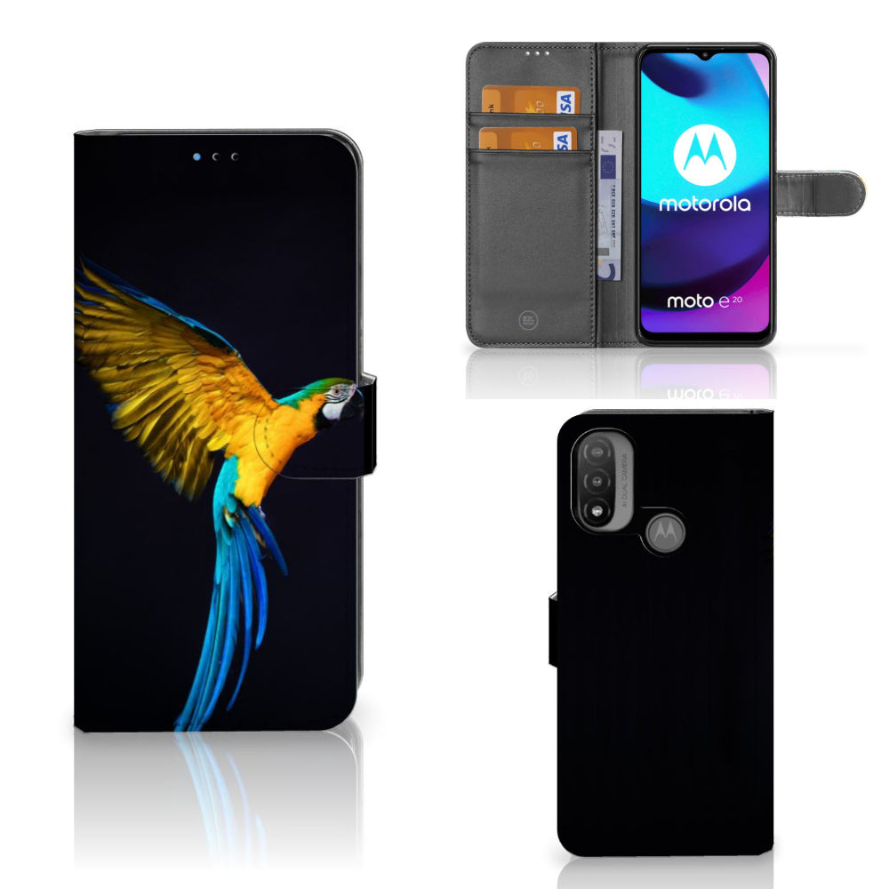 Motorola Moto E20 | E30 | E40 Telefoonhoesje met Pasjes Papegaai