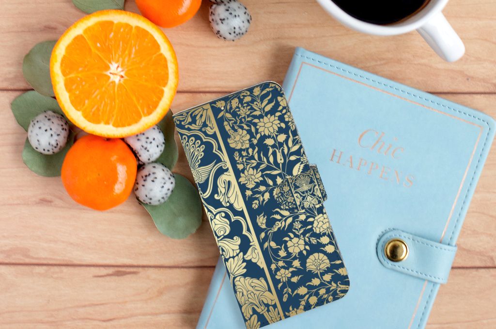 OPPO A15 Hoesje Beige Flowers