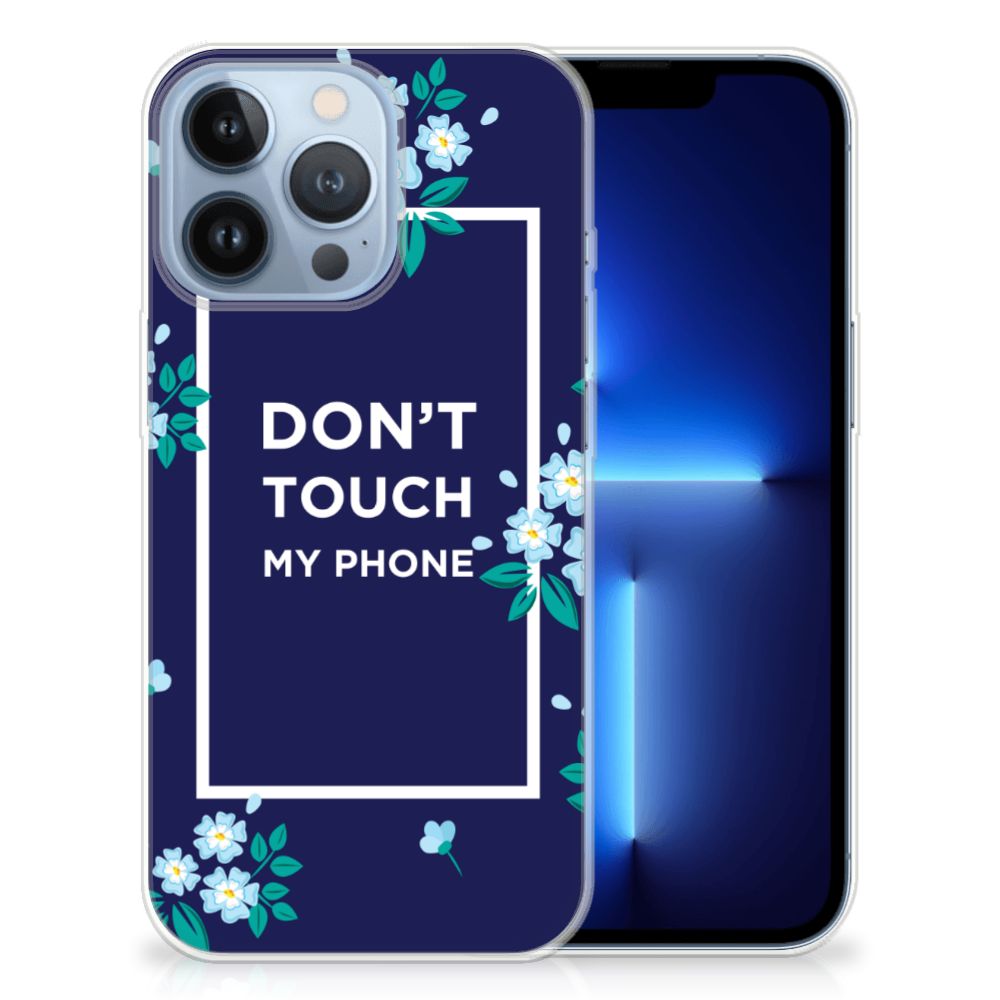 Apple iPhone 13 Pro Silicone-hoesje Flowers Blue DTMP