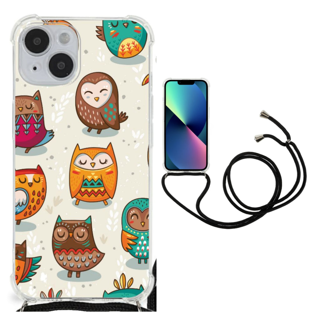 iPhone 14 Case Anti-shock Vrolijke Uilen