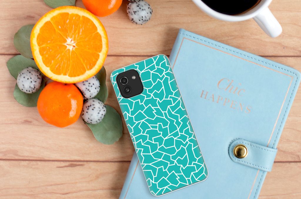 Samsung Galaxy A03 Hoesje maken Cracks Blue B2C Telecom