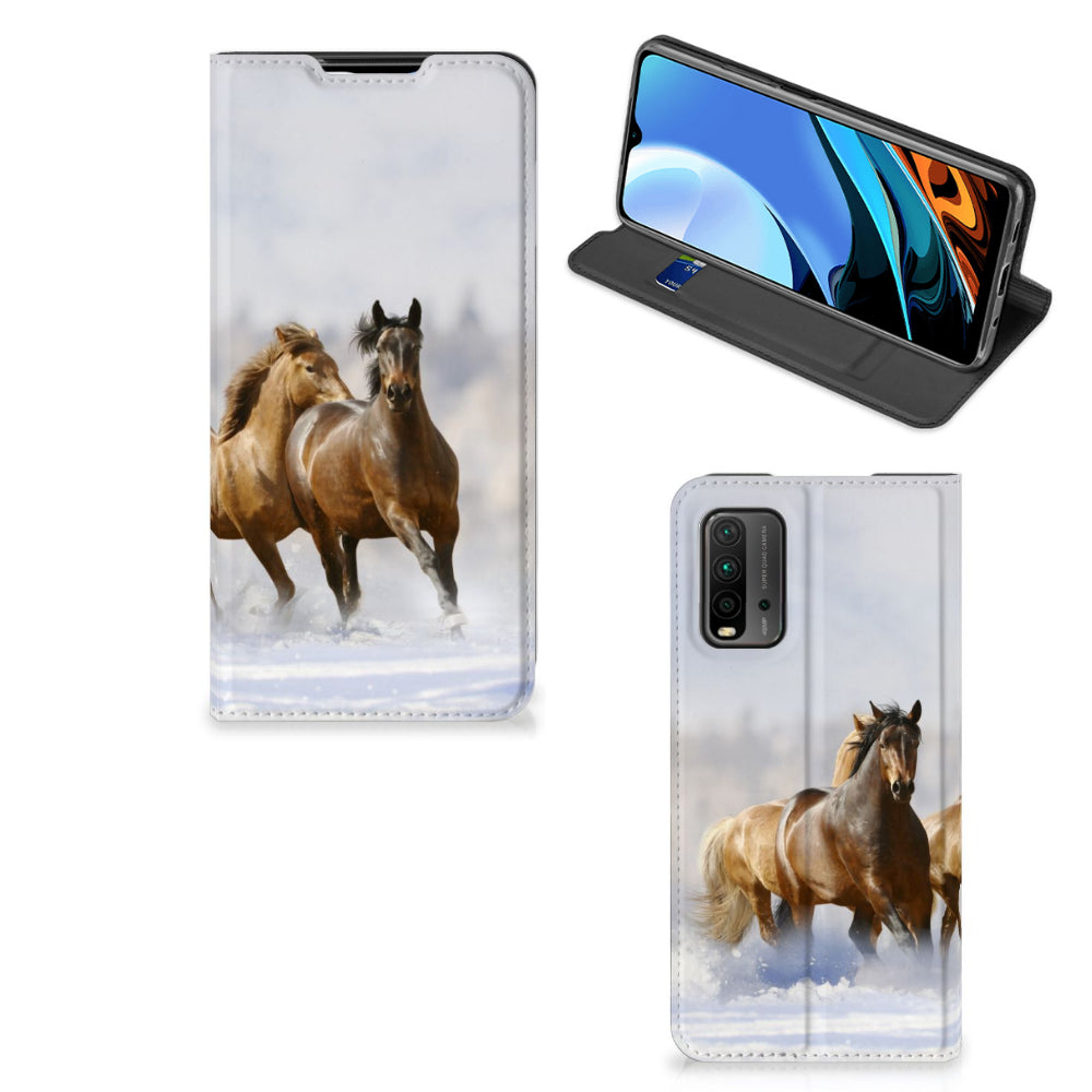 Xiaomi Poco M3 | Redmi 9T Hoesje maken Paarden met print van rijdende paarden op een smartphonehoesje.