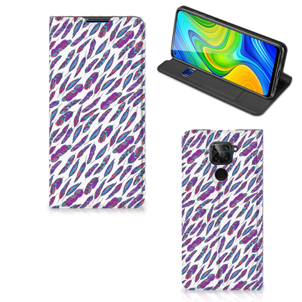 Xiaomi Redmi Note 9 Hoesje met Magneet Feathers Color