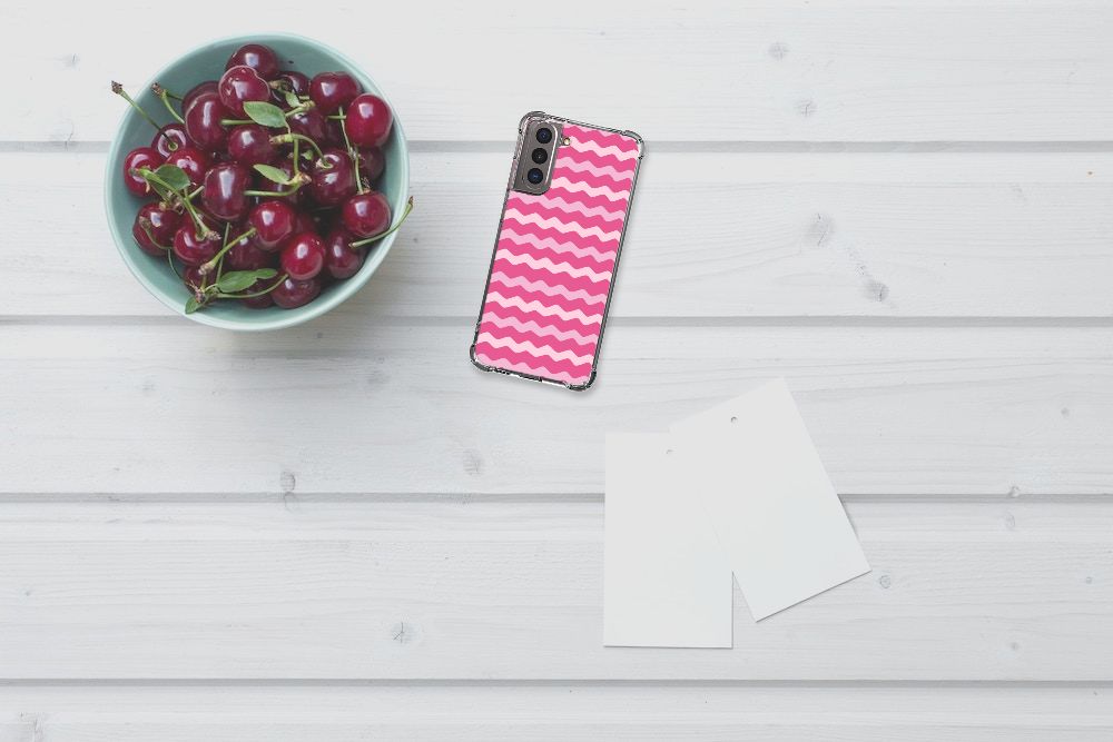 Samsung Galaxy S21 Doorzichtige Silicone Hoesje Waves Pink B2C Telecom