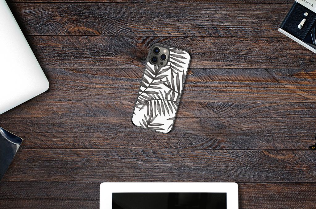 iPhone 12 Pro Max Skin Case Leaves Grey B2C Telecom