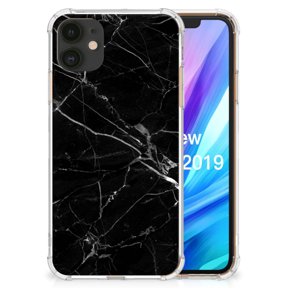 Apple iPhone 11 Anti-Shock Hoesje Marmer Zwart - Origineel Cadeau Vader