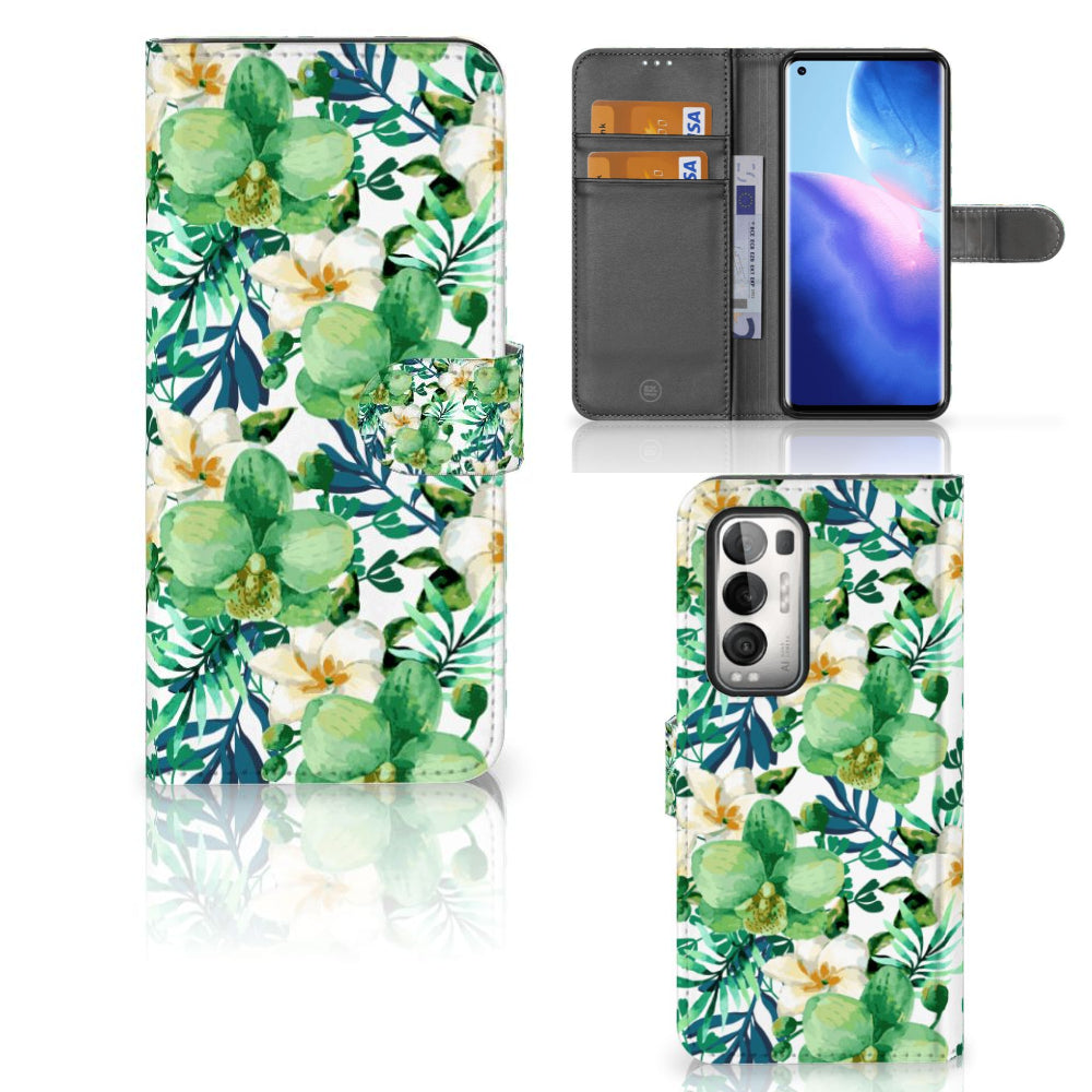 OPPO Find X3 Neo 5G Hoesje Orchidee Groen