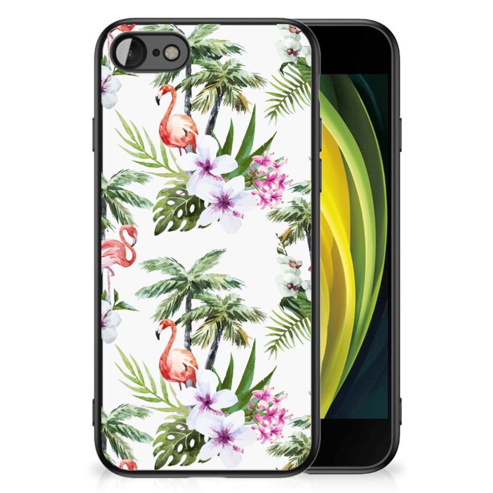 iPhone SE 2022 | SE 2020 | 7/8 Dierenprint Telefoonhoesje Flamingo Palms met tropisch design en bloemen.