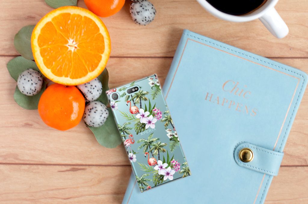 Sony Xperia XZ1 Compact TPU Hoesje Flamingo Palms