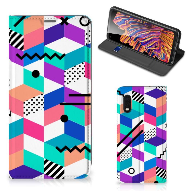 Samsung Xcover Pro Stand Case Blokken Kleurrijk - B2C Telecom