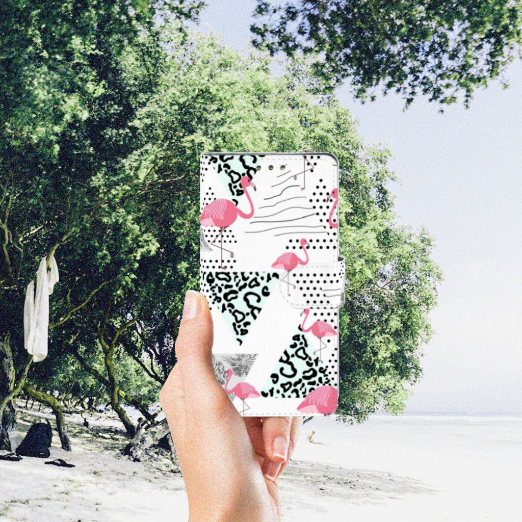 Sony Xperia XZ1 Telefoonhoesje met Pasjes Flamingo Triangle