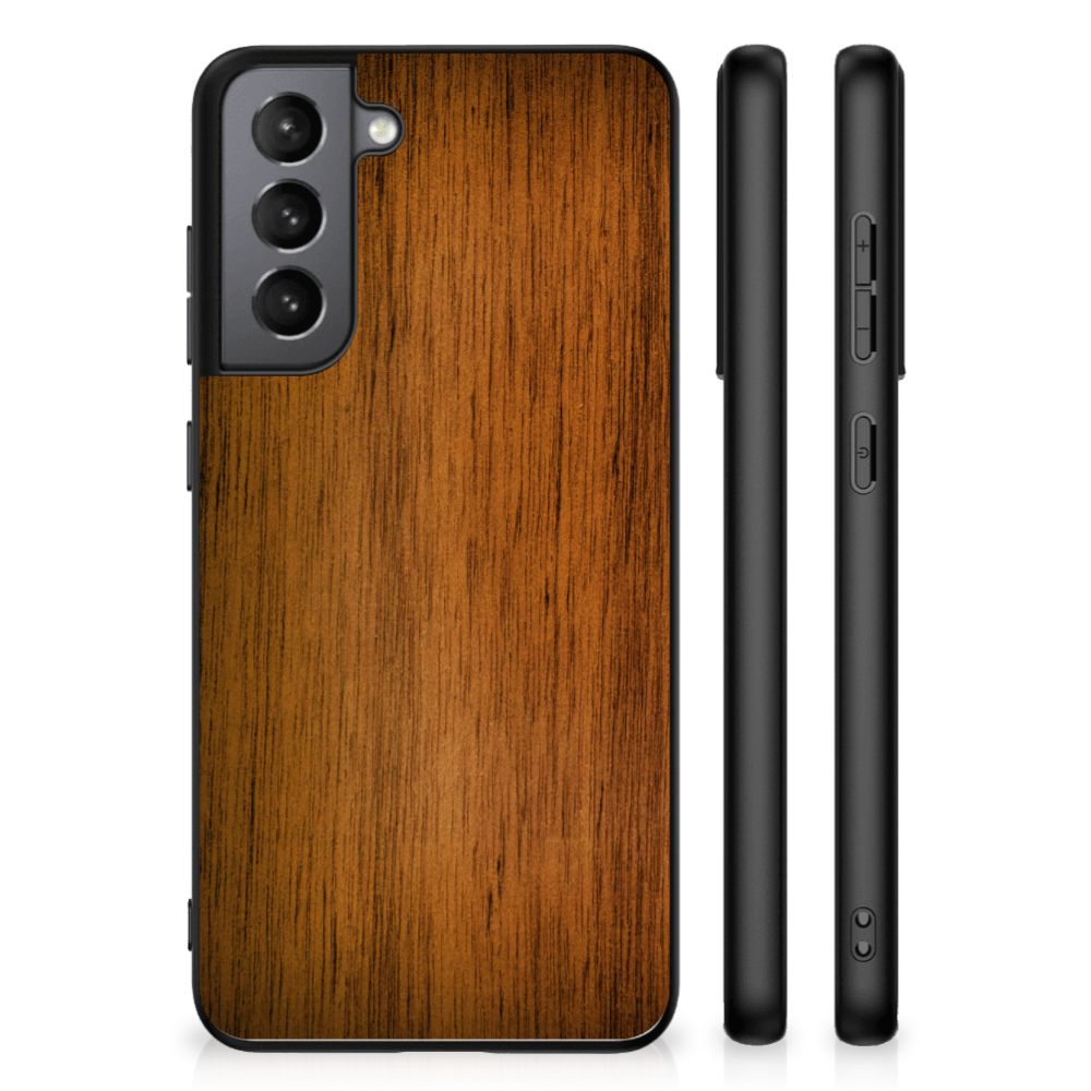 Samsung Galaxy S21FE Houten Print Telefoonhoesje Donker Hout B2C Telecom