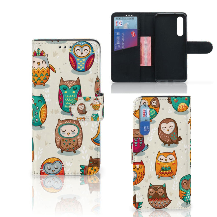 Xiaomi Mi 9 SE Telefoonhoesje met Pasjes Vrolijke Uilen