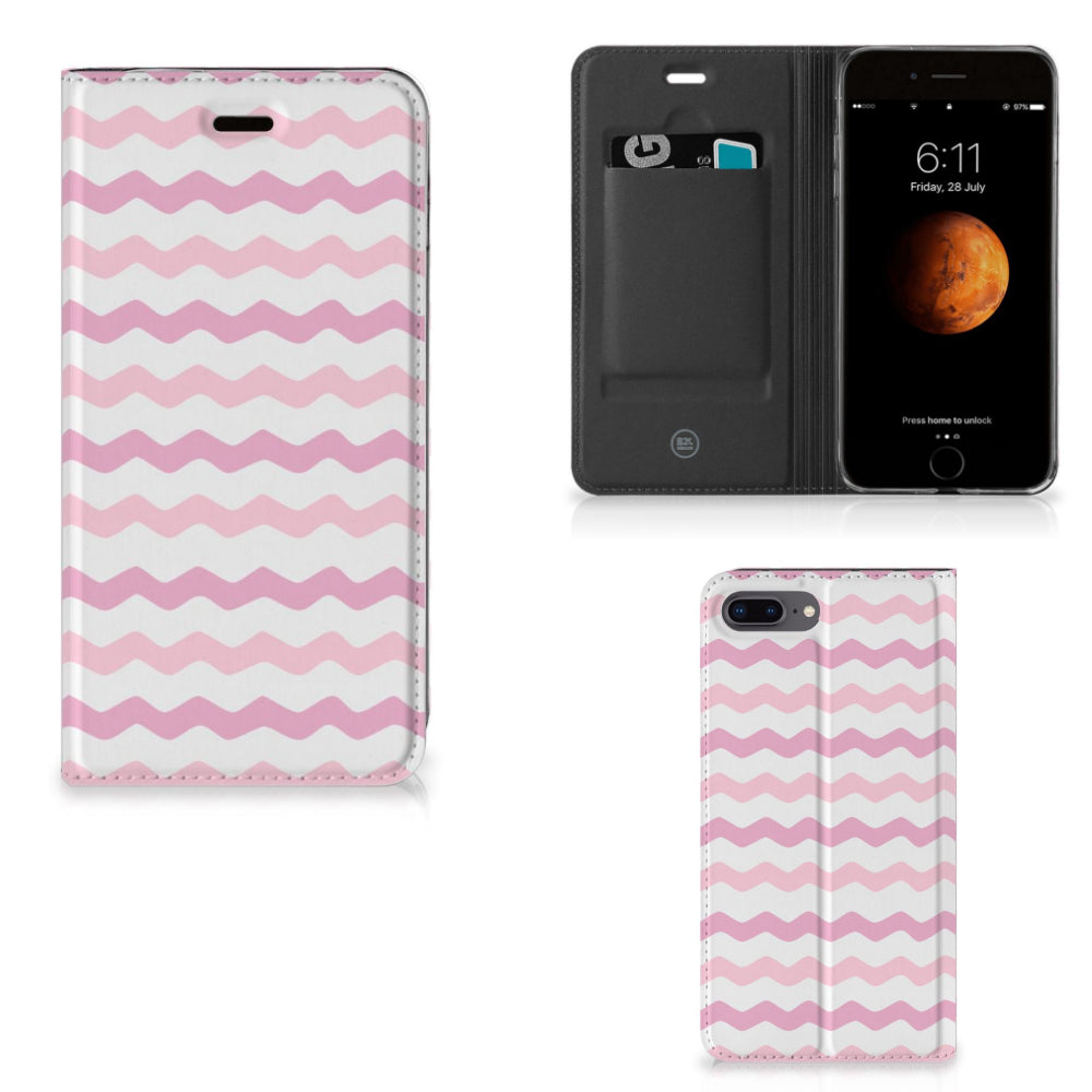 Apple iPhone 7 Plus | 8 Plus Hoesje met Magneet Waves Roze