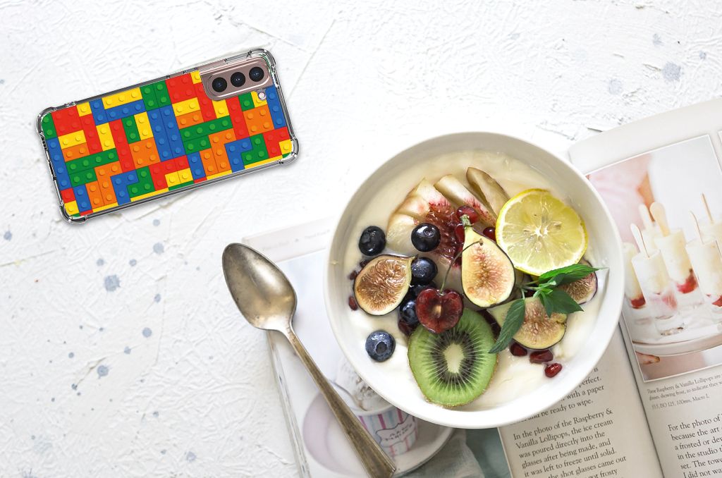 Samsung Galaxy S21 Plus Doorzichtige Silicone Hoesje Blokken B2C Telecom