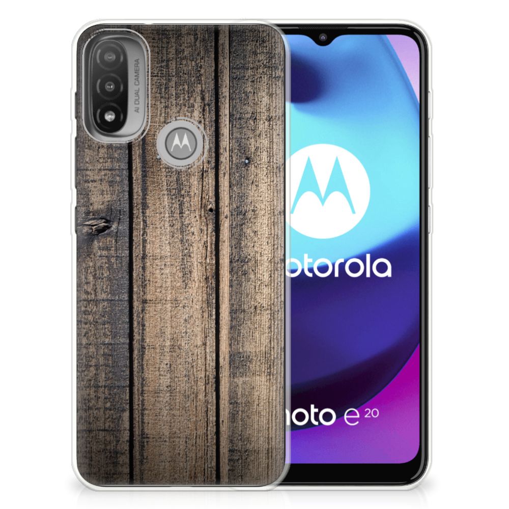 Motorola Moto E20 | E40 Bumper Hoesje Steigerhout B2C Telecom