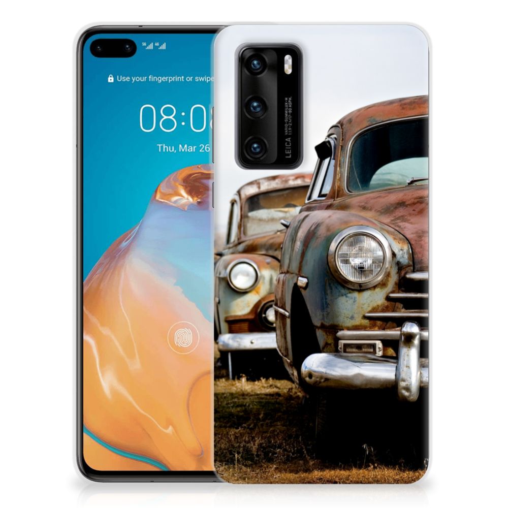Huawei P40 Siliconen Hoesje met foto Vintage Auto