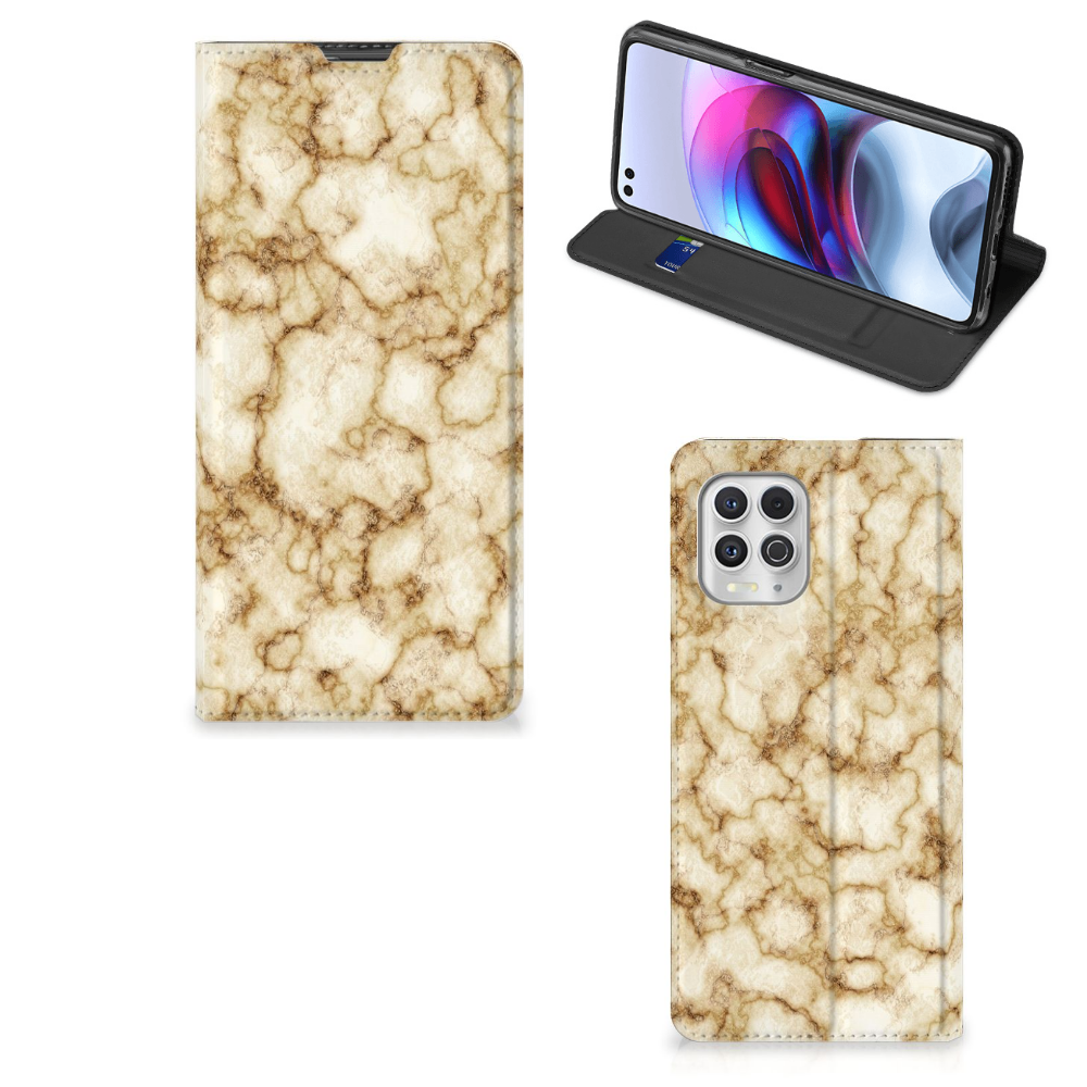 Motorola Moto G100 Standcase Marmer Goud - B2C Telecom