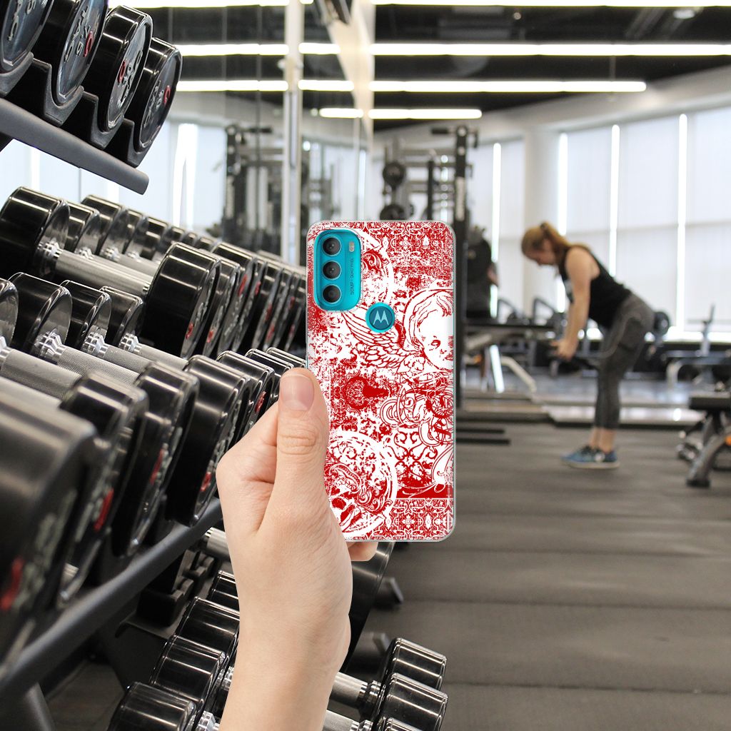 Silicone Back Case Motorola Moto G71 5G Angel Skull Rood