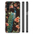Samsung Galaxy A14 5G Dierenprint Telefoonhoesje Pauw met Bloemen met kleurrijke pauw en bloemenprint op zwarte achtergrond.