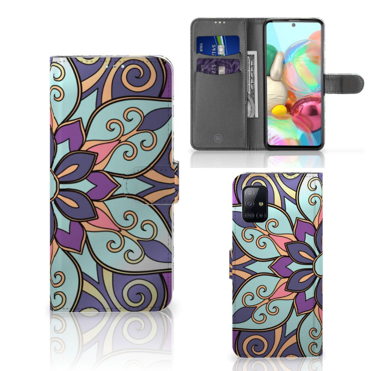 Samsung Galaxy A71 Hoesje Purple Flower
