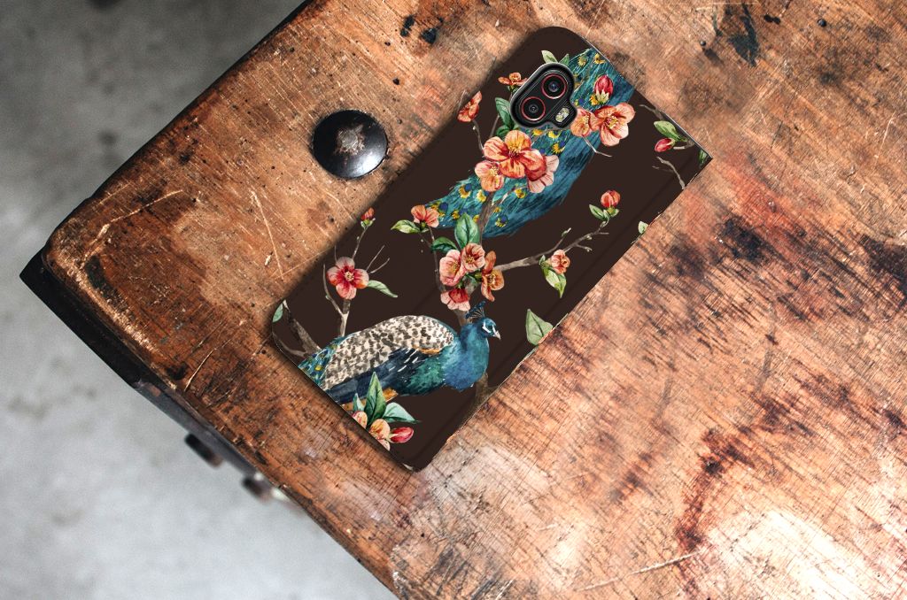Samsung Galaxy Xcover 6 Pro Hoesje maken Pauw met Bloemen - B2C Telecom