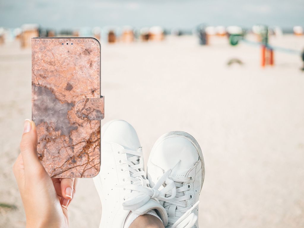 Samsung Galaxy A03s Bookcase Marmer Oranje