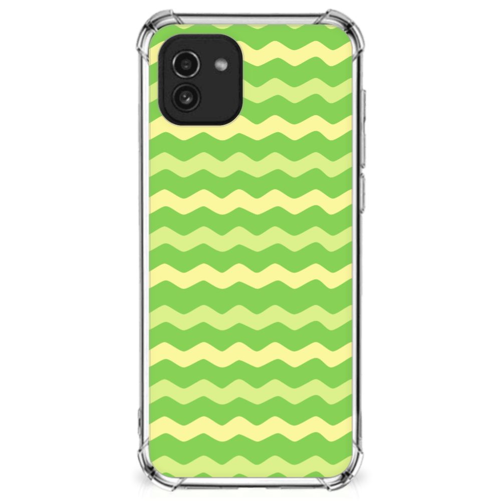 Samsung Galaxy A03 Doorzichtige Silicone Hoesje Waves Green B2C Telecom