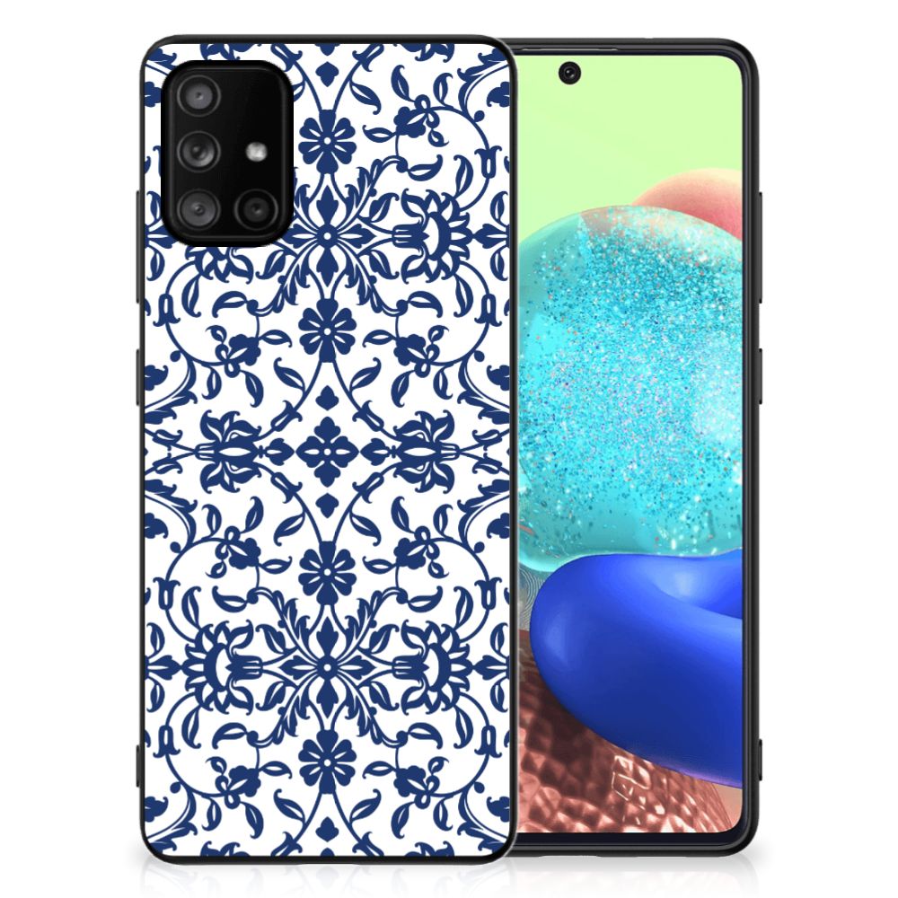 Samsung Galaxy A71 Bloemen Hoesje Flower Blue