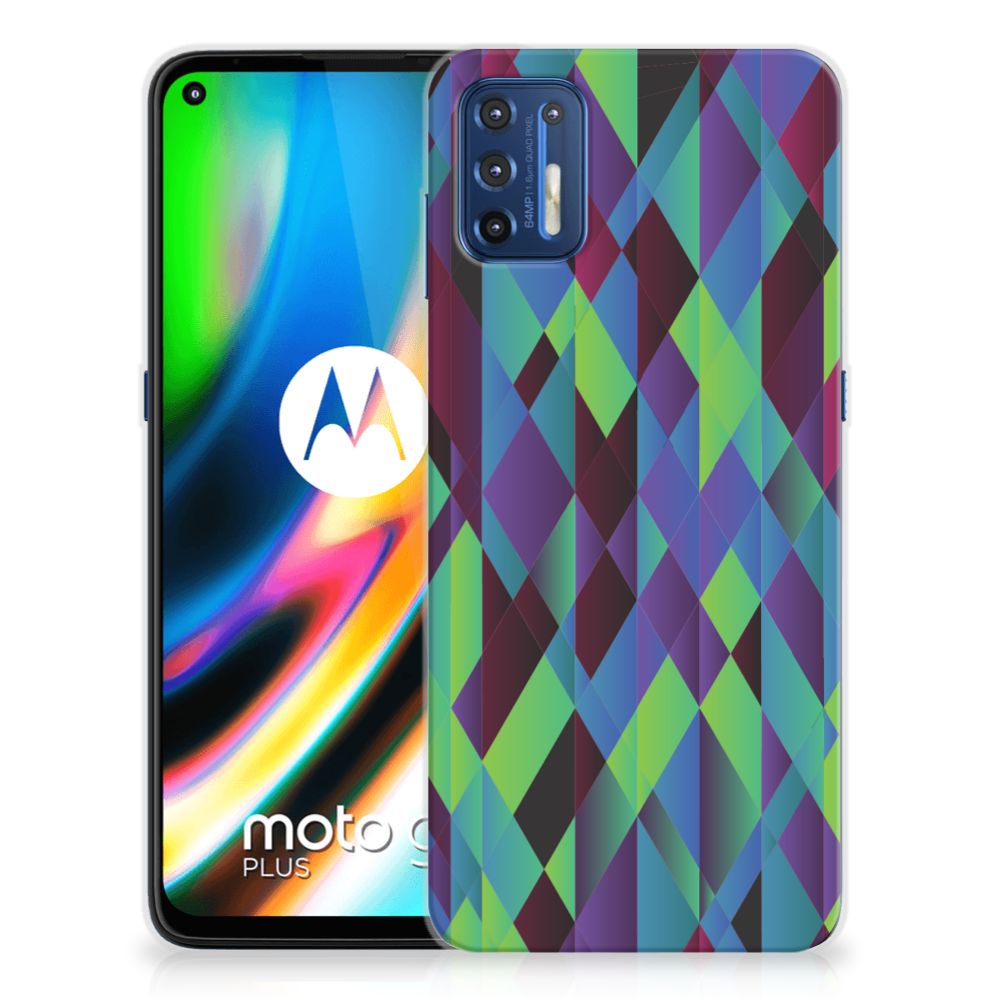 Motorola Moto G9 Plus TPU Hoesje Abstract Green Blue B2C Telecom