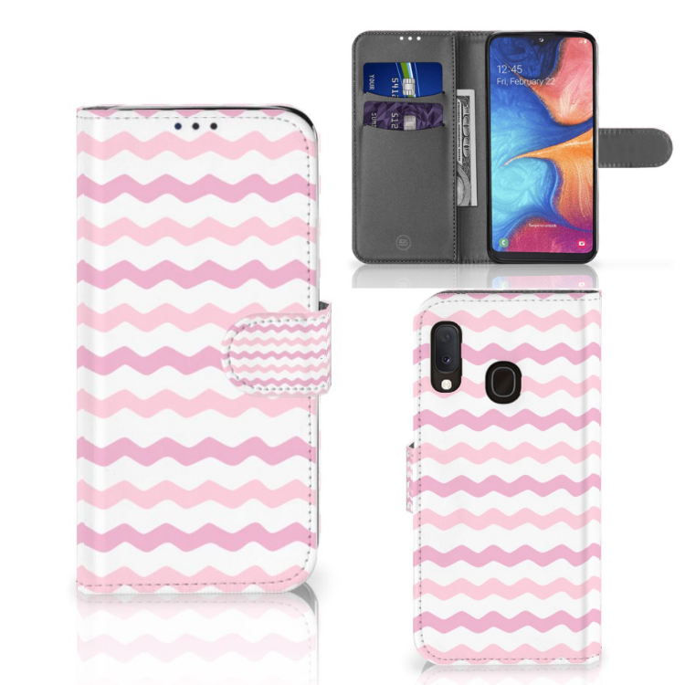 Samsung Galaxy A20e Telefoon Hoesje Waves Roze