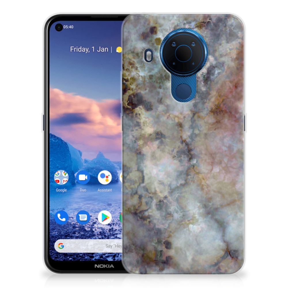Nokia 5.4 TPU Siliconen Hoesje Marmer Grijs