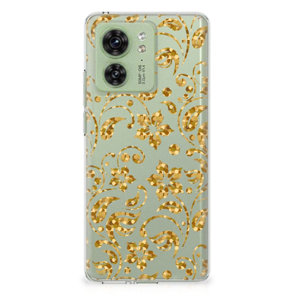Motorola Edge 40 TPU Case Gouden Bloemen