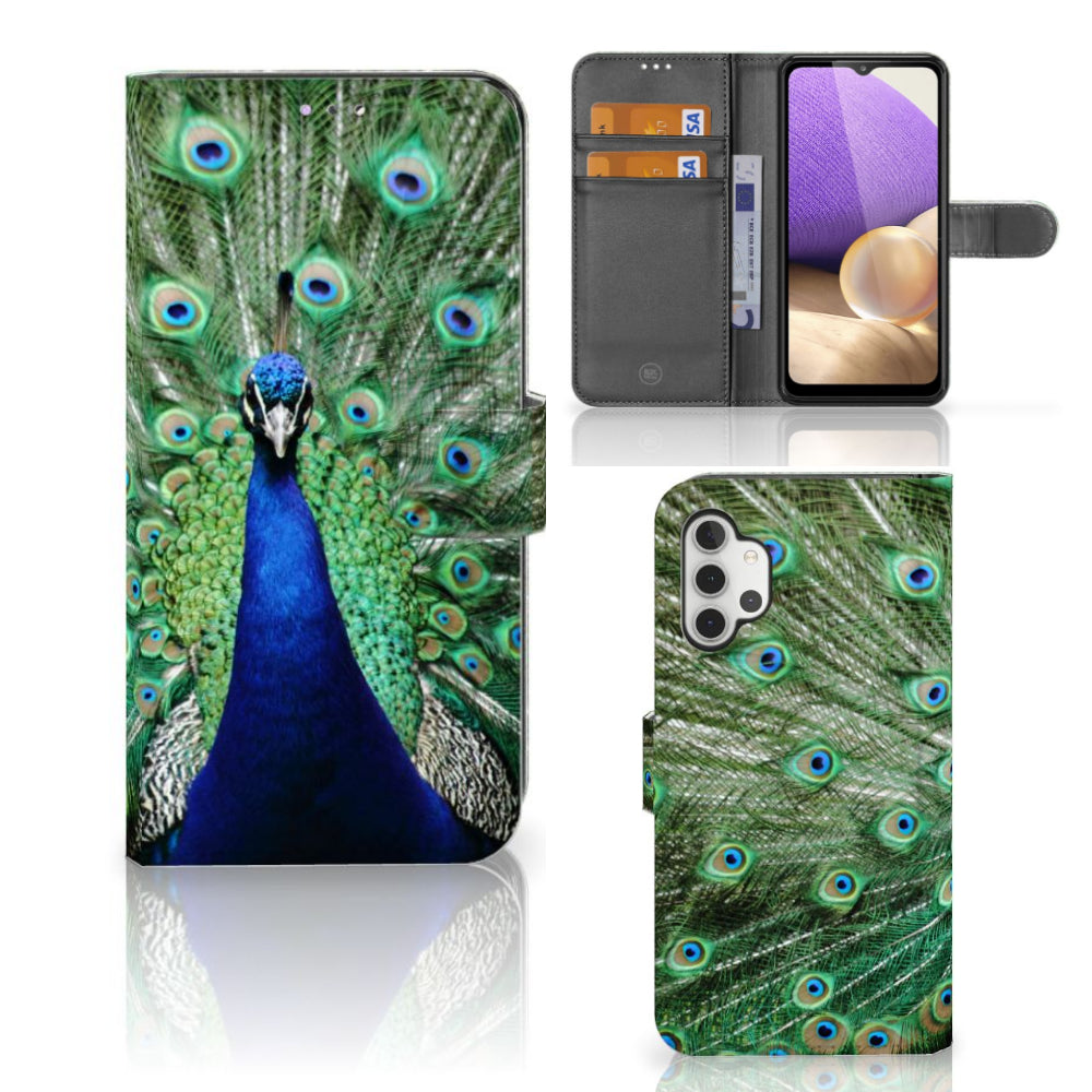 Samsung Galaxy A32 4G Telefoonhoesje met Pasjes Pauw