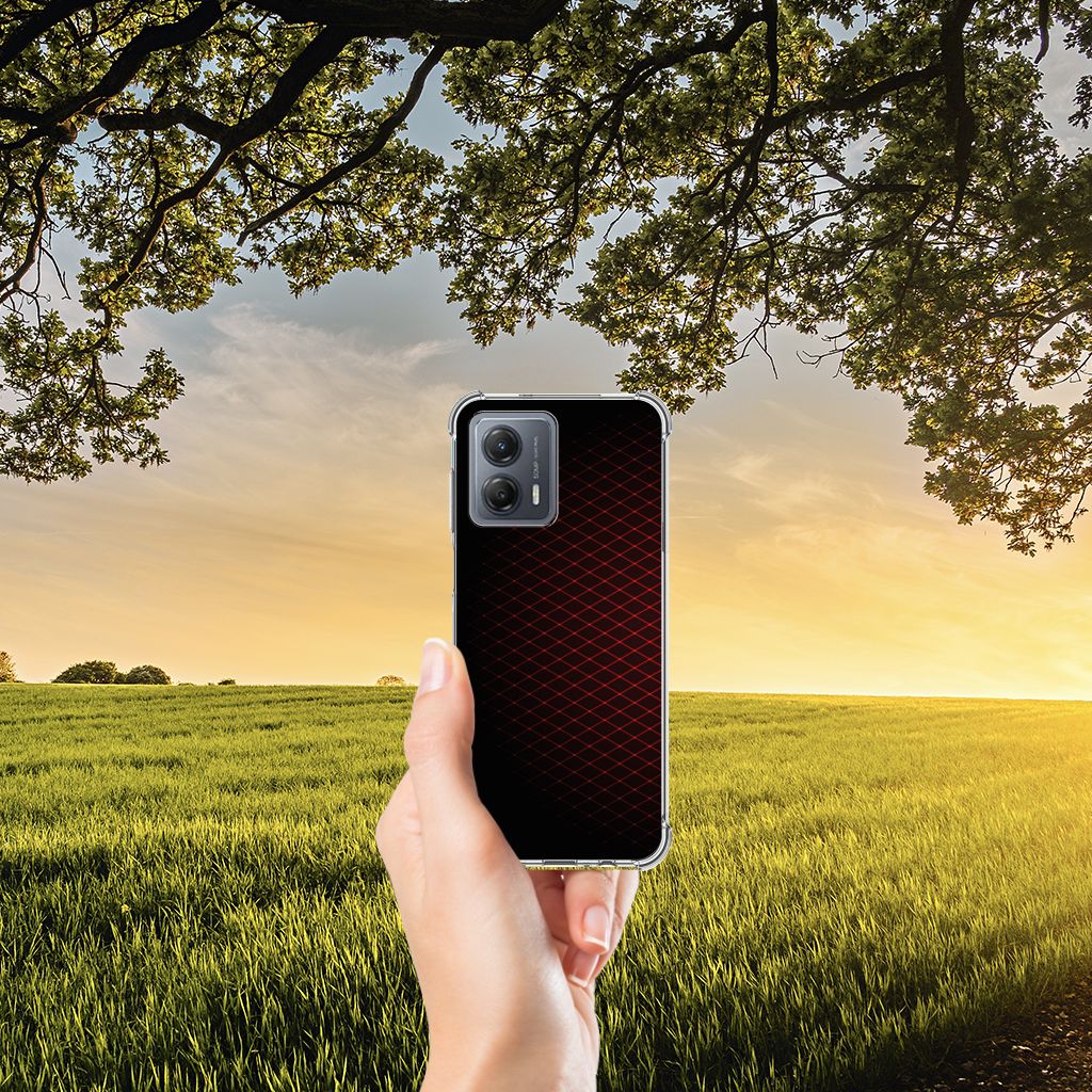 Motorola Moto G53 Doorzichtige Silicone Hoesje Geruit Rood B2C Telecom