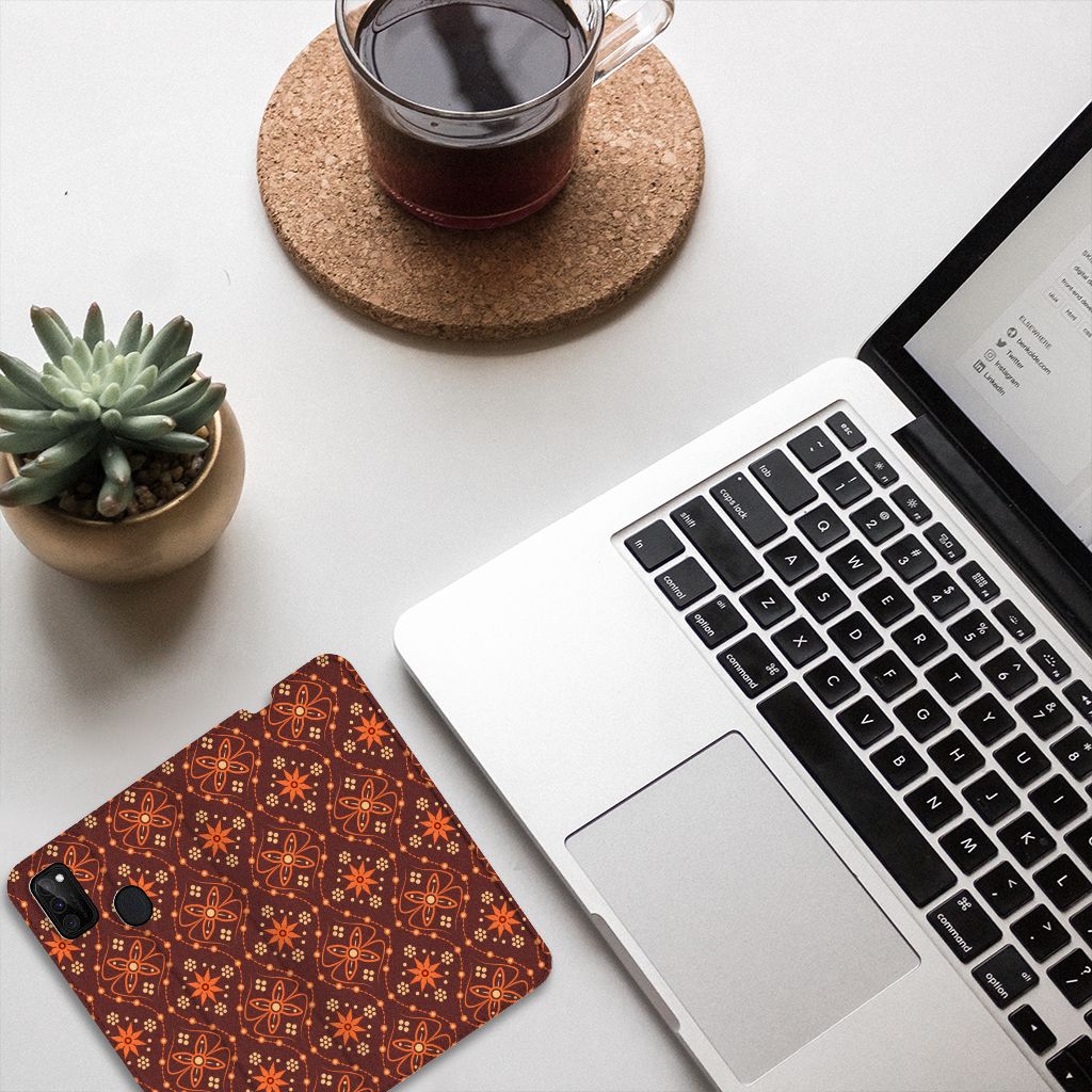 Samsung Galaxy M30s | M21 Hoesje met Magneet Batik Brown - B2C Telecom