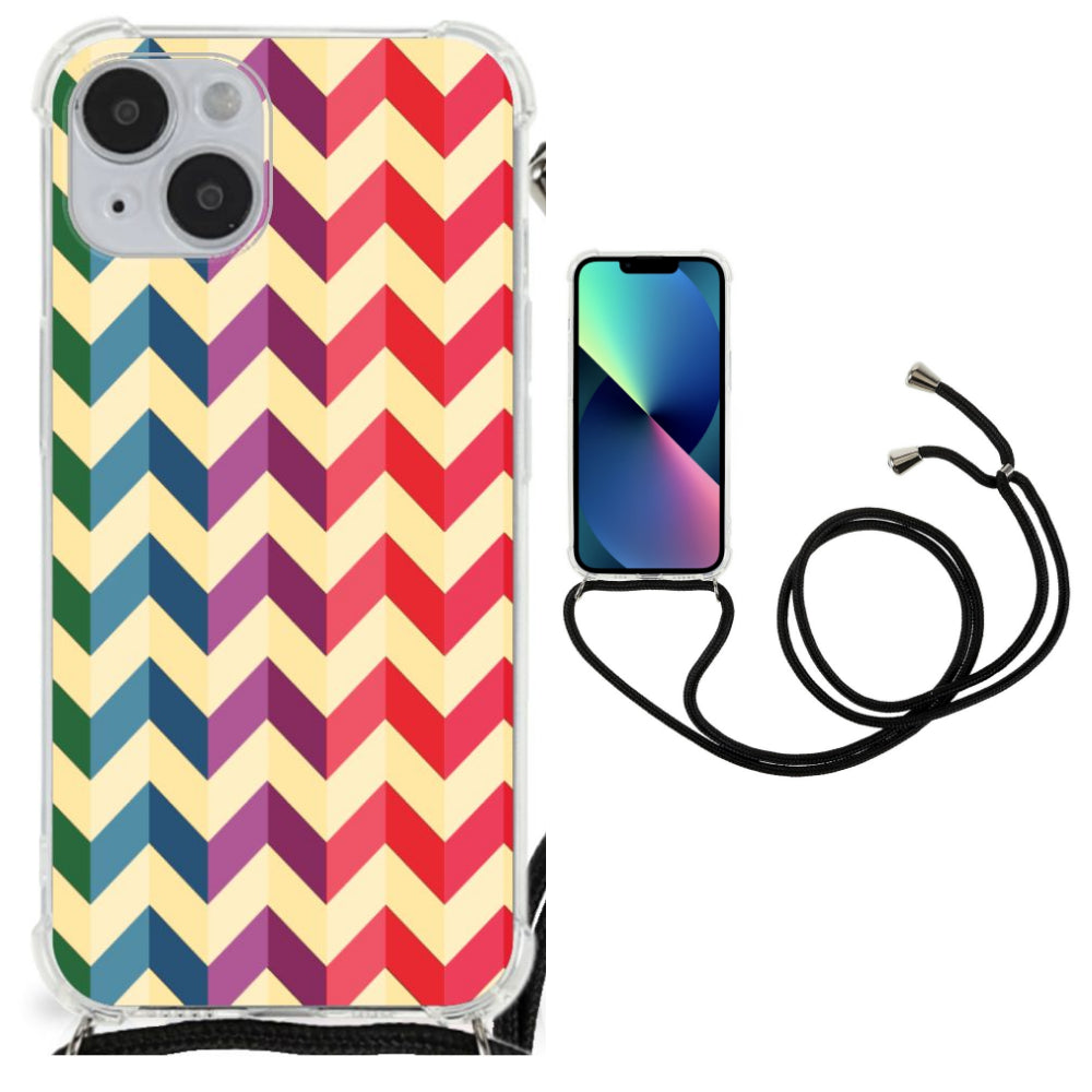 iPhone 14 Plus Doorzichtige Silicone Hoesje Zigzag Multi Color
