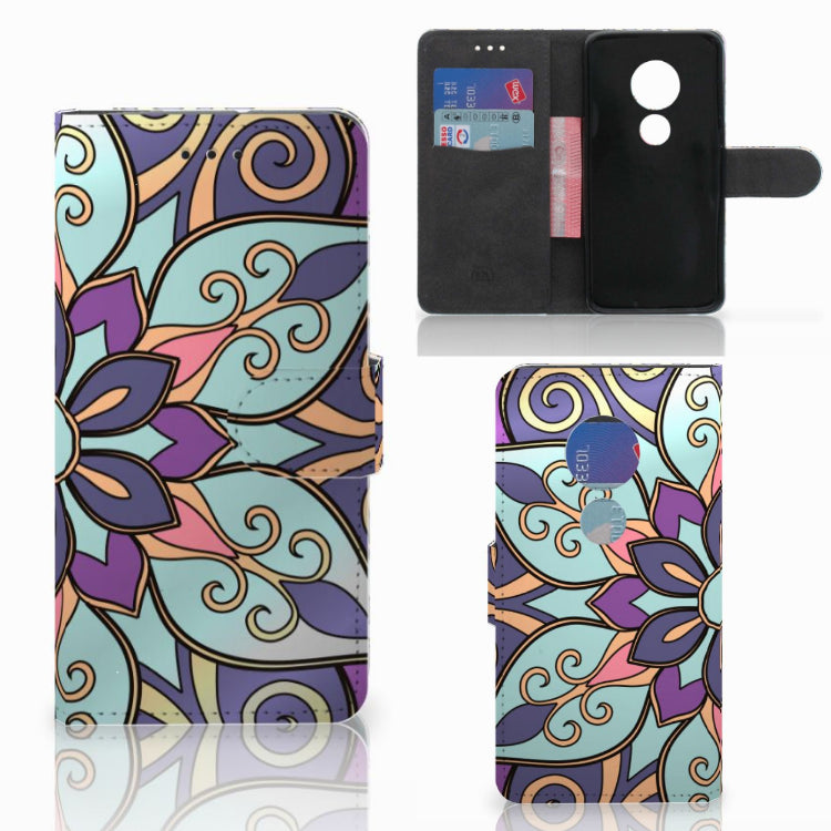 Motorola Moto G7 Play Hoesje Purple Flower