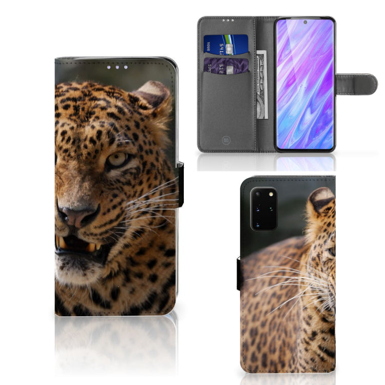 Samsung Galaxy S20 Plus Telefoonhoesje met Pasjes Luipaard