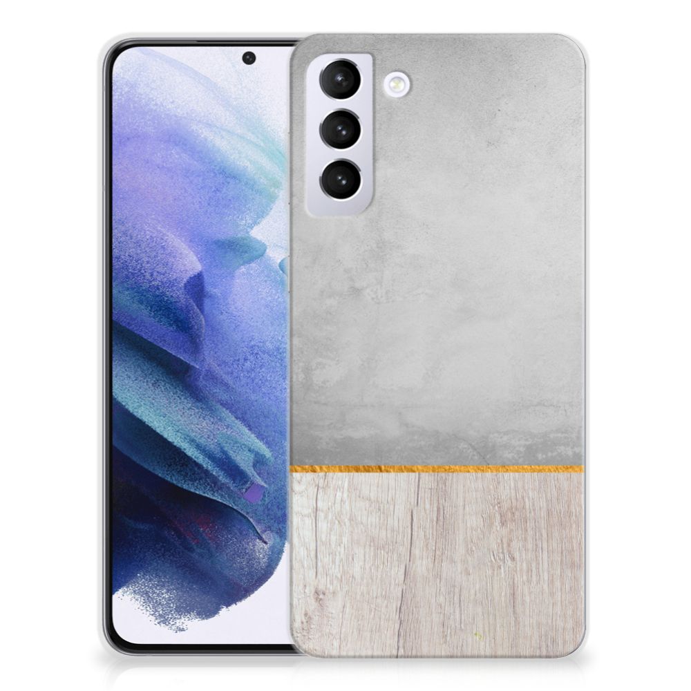 Samsung Galaxy S21 Plus Bumper Hoesje Wood Concrete B2C Telecom