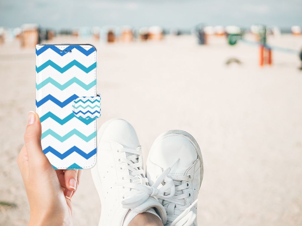 Samsung Galaxy S9 Telefoon Hoesje Zigzag Blauw